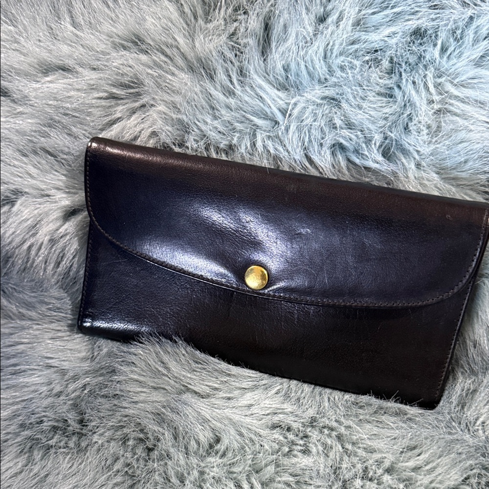 Coach Black Leather Wallet with Gold Accent-Authentic. Vintage from the 1980’s
